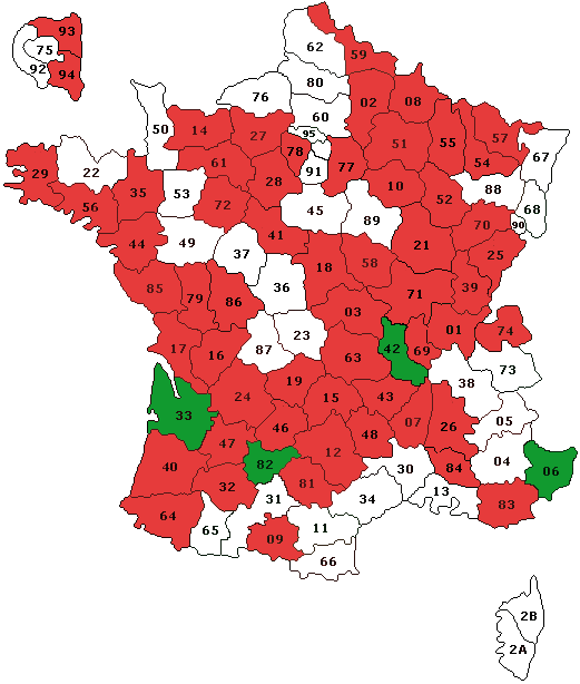 carte de France des subventions
